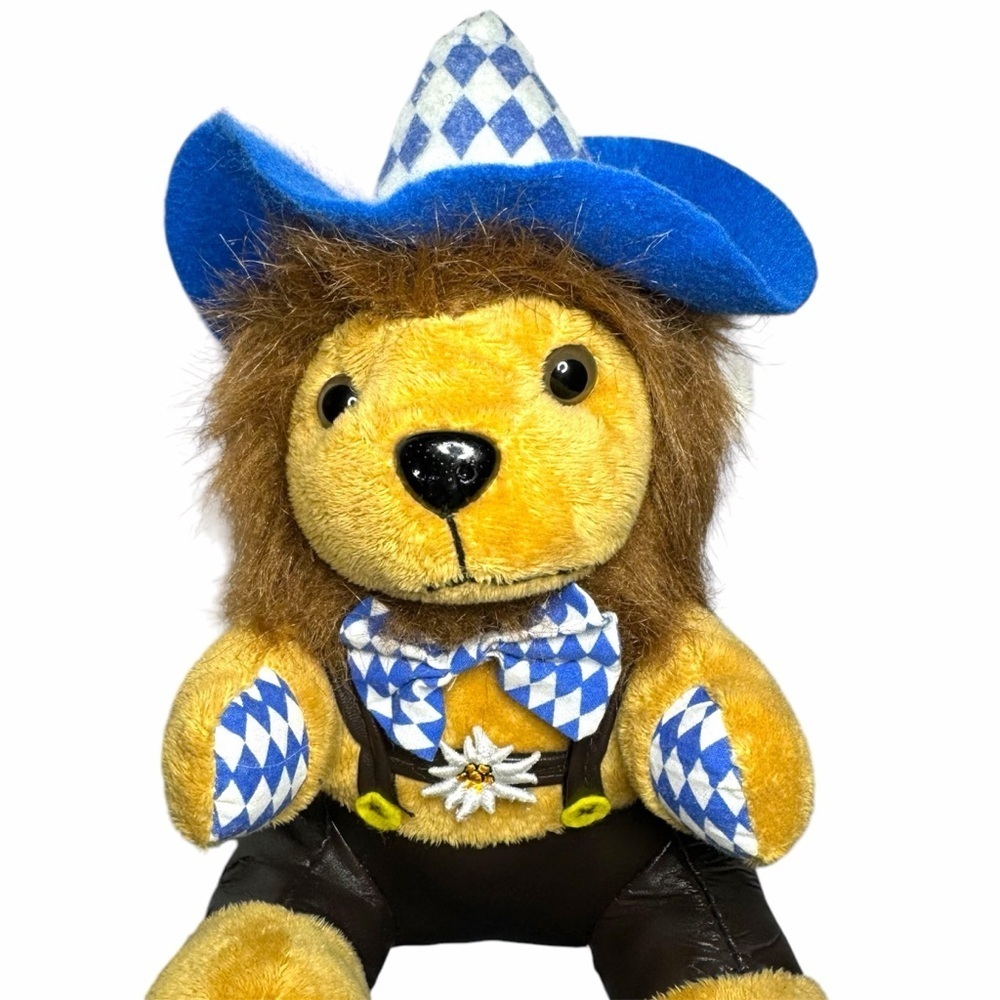 Plush Vintage Bavarian Lion Plush Stuffed Animal m, Germany Oktoberfest Souvenir - Picture 2 of 10